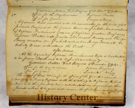 Fort Wayne Orderly Book, 1794-1795