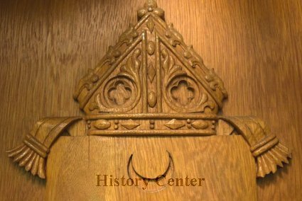 Bishop's chair used by Bishop John F. Noll at the Crosier Center, 1953-1956