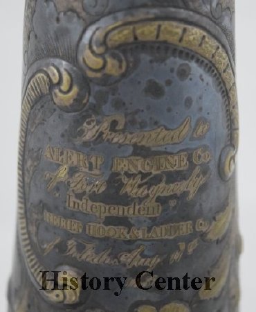 First Alert Speaking Trumpet detail inscription, 1857